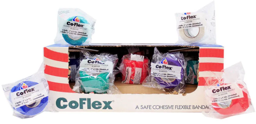 Andover Coflex Non-Woven Cohesive Bandages Wrap Selfadherent 1X5Ydcolorpk 2Rl/Pk 15Pk/Cs