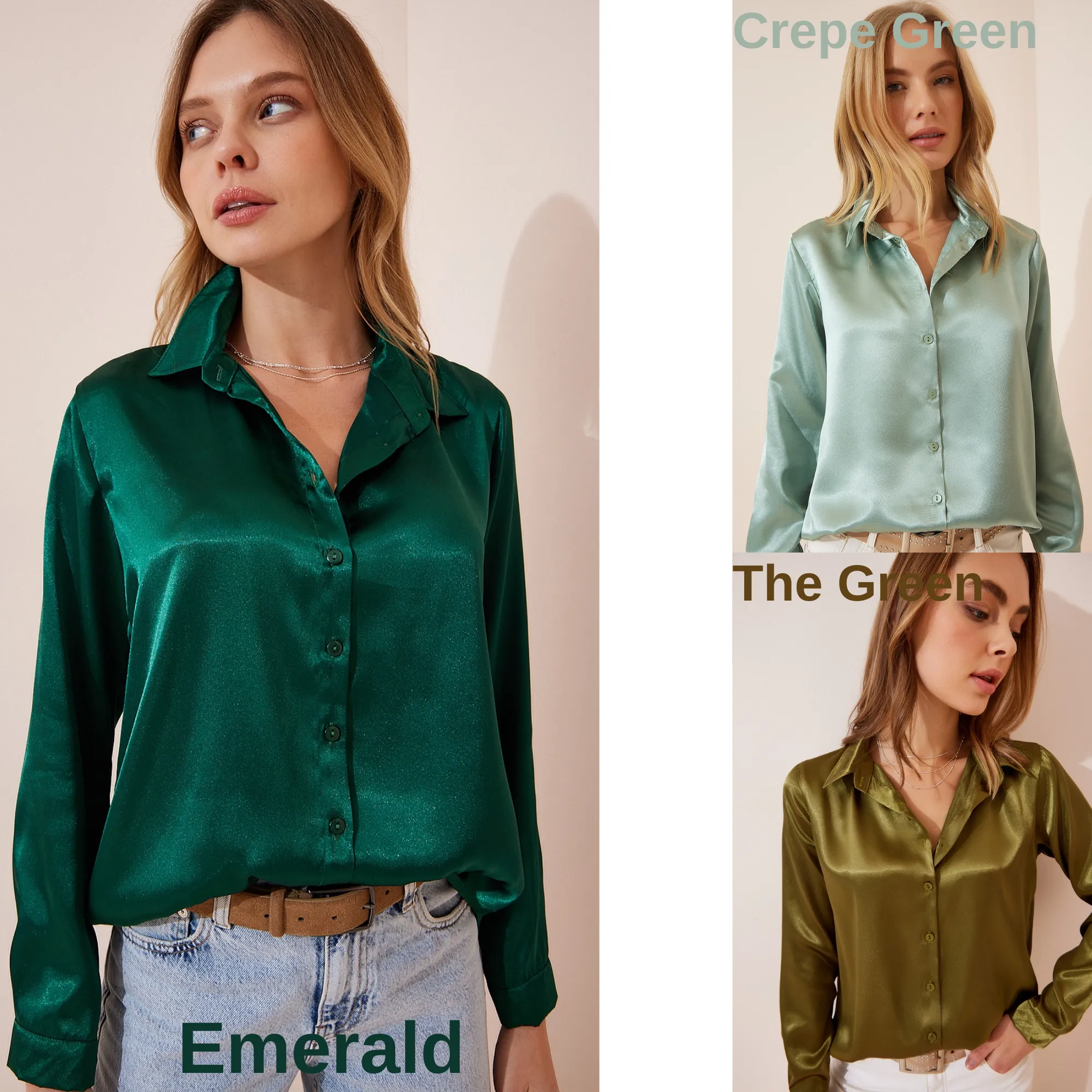 Women's Light Flowy Satin Surface Woman Blouse,Satin Blouse,Gift For Her,Cotton Blouse,Boho Blouse,Satin Long Sleeve Womens Blouse 3
